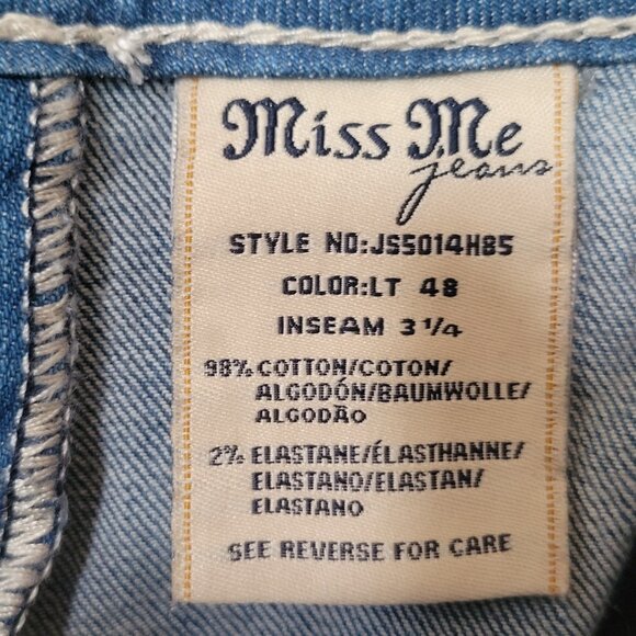 MISS ME SHORTS BLEACH DIP DYE BLUE OMBRE STRETCH LOW RISE DISTRESSED SIZE 28 - Picture 7 of 14